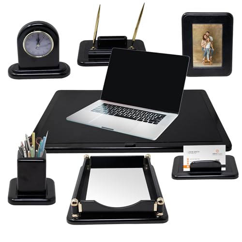 Majestic Goods Office Supply Dark Mahogany Oak with Black Eco-Friendly Leather Finish (W925)