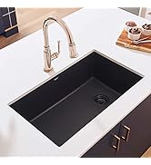 Ruvati 32 x 19 inch Undermount Granite Composite Single Bowl Kitchen Sink - Midnight Black - RVG2...