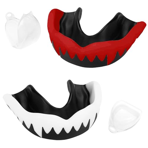 Sports Mouthguard, 2 Pieces, with Box, Back and Red/Black and White