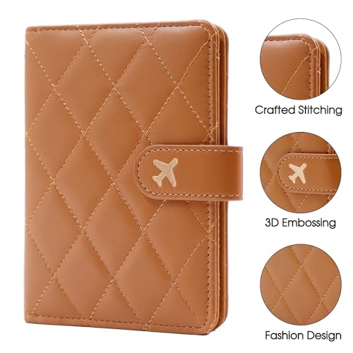 Image of Melsbrinna Premium Leather Passport Holder Covers Case, Waterproof Rfid Blocking Travel Wallet Passport Holder with Pen Holder, Cute Passport Book for Women /Men