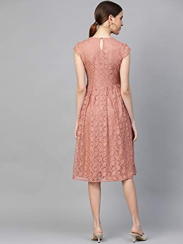 Image of pluss Women Pink Solid Dress (LDR8223-ONIONPINK)
