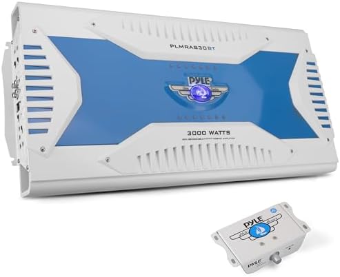 Pyle Hydra Marine Amplifier - Upgraded Elite Series 3000 Watt 8 Channel Bridgeable Amp Tri-Mode Configurable, Waterproof, MOSFET Power Supply, GAIN Level Controls and RCA Stereo Input - PLMRA830BT
