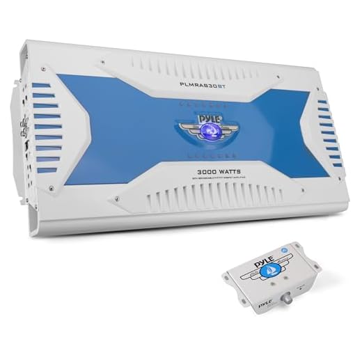 Pyle Hydra Marine Amplifier - Upgraded Elite Series 3000 Watt 8 Channel Bridgeable Amp Tri-Mode Configurable, Waterproof, MOSFET Power Supply, GAIN Level Controls and RCA Stereo Input (PLMRA830BT)