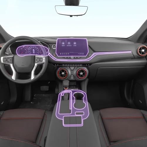 Protégez la console noire laquée Chevrolet Blazer 2022 film TPU transparent