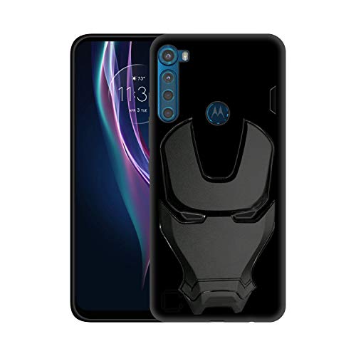 Image of COVERLY Official 3D Smooth Feel Avenger Logo Mask Soft Rugged Grip Iron Man Engraved Cartoon Movie Engraved Silicone Rubber Matte Back Cover for Motorola One Fusion+ (2020) - Black