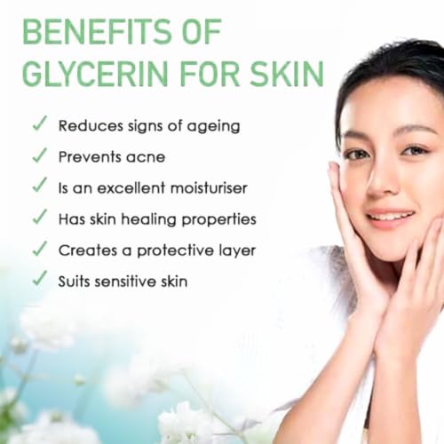 Image of 100% Pure Glycerin 1 Litre | Skin Moisturizer for Face, Hands & Body | Hydrating Liquid for Dry Skin & Hair Care | Multipurpose Beauty Care