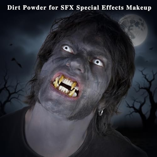 MEICOLY Dark Grey Special Effects Dirt Powder for Halloween,Gray Zombie SFX Cosplay Face Makeup,Ultrafine Loose Fake Dirt Powder for Stage,Video and Movie Performances(0.88 OZ)