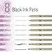Art Pens, Multiliners, Fineliner Ink Pens,Set of 8 Technical Drawing pen,Pigment Pen,Fine Point,Black,Waterproof,for Art Watercolor,Sketching, Micro Drawing