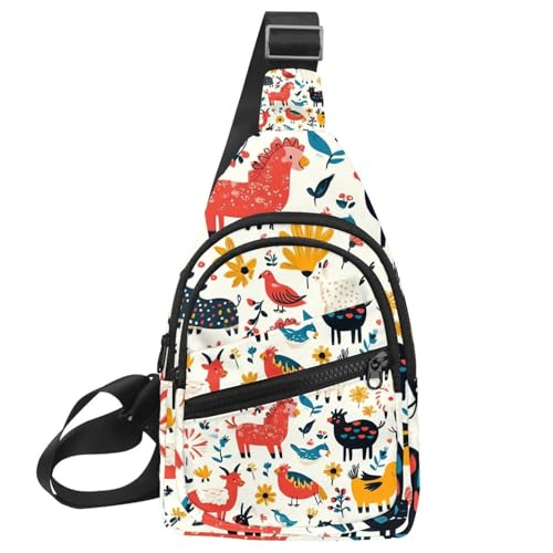 Mochila bandolera para hombre cruzada pequeña con diseño original de flores y abejas
