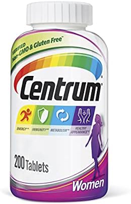 Centrum Multivitamin Tablet for Women, Multivitamin/Multimineral Supplement with Iron, Vitamins D3, B and Antioxidants - 200 Count