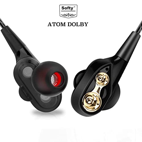 Image of SOFTY SEP-08 in-Ear Headset with MIC, for Music and Talk, Dual Speaker for Extra BASS Clear Sound, Special Design Black