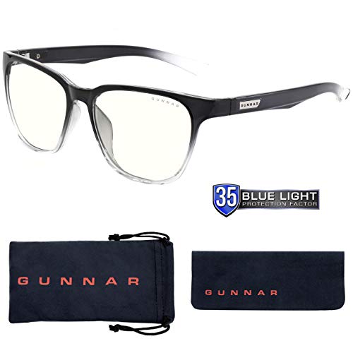 GUNNAR – Gaming and Computer Glasses – Blocks 35% Blue Light – Berkeley, Onyx/Fade, Clear Tint