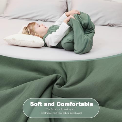 Image of Mosebears Unisex Rayon Made from Bamboo Sleep Sack with 2-Way Zipper,2.5 Tog Baby Winter Sleep Sack (Dark Green,6-18 Months)