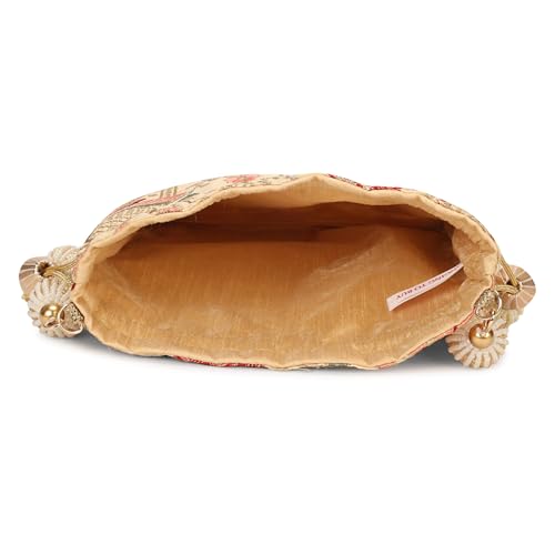 Image of LONGING TO BUY Indian Ethnic Pearls & Sequence Potli Bag for Women, Wedding Potli Bag and For Ethnic Wear