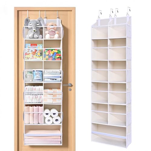 Image of ULG Over the Door Organizer, 6-Tier Hanging Storage with Clear Windows, 19 Pockets for Closet,Bathroom & Nursery Door Organizer