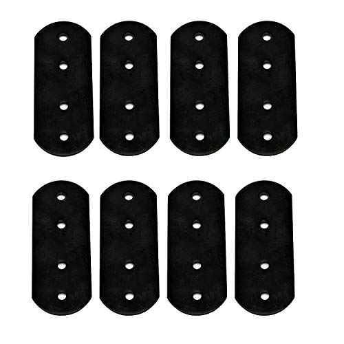 iduoduo Black Flat Straight Corner Brace Plates Stainless Steel Flat Straight Brace 95Ã—38mm Connector Repair Bracket with Fixing Screws 8pcs
