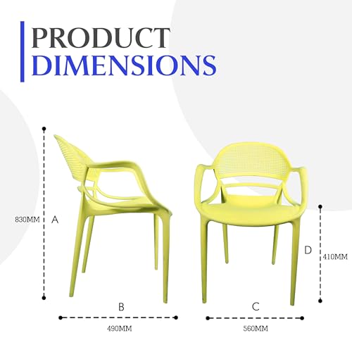 Image of DIYA Sunset Balcony & Terrace Plastic Chair | Comfortable Outdoor Arm Chair | Home, Garden & Living Room | Strong PP Body, 1-Year Warranty - Set of 6 (Lemon Yellow)
