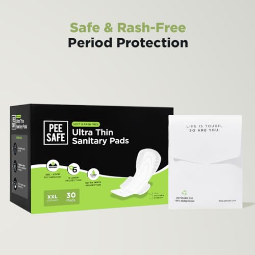 Pee Safe Ultra Thin Sanitary Pads For Women | XXL | 30 Pads For Rash Free Periods | Cottony Soft Sanitary Napkins For Ultra Comfort | Dual Wings | Toxin Free | Extra Long | Unscented