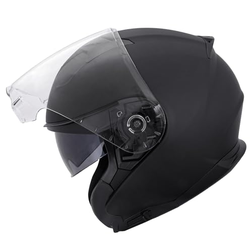 Zorax Matt Black L (59-60cm) ZOR-602 Double Sun Visor Open Face...