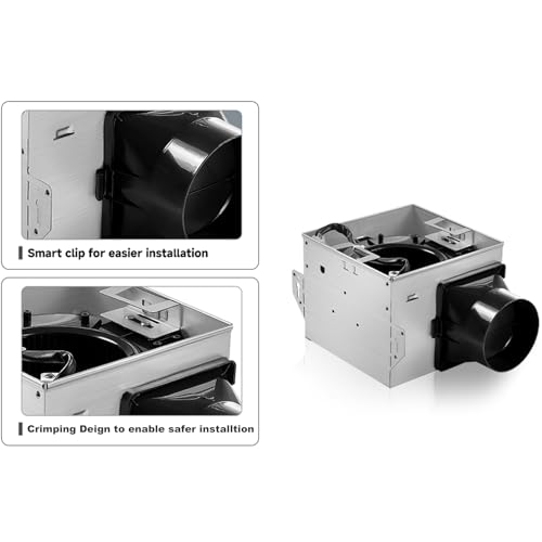 Extractor para baño con luz LED, 80 CFM, 1,5 sones, montaje en techo, diseño moderno negro, certificado ETL miniatura 5