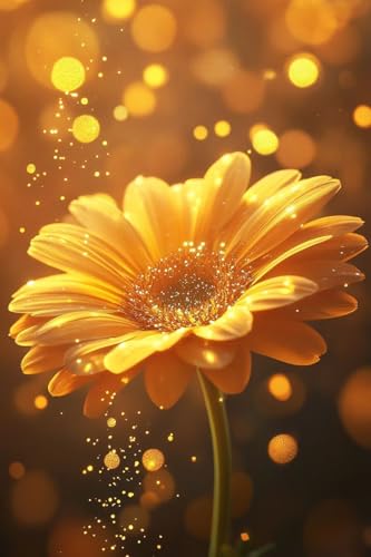 Kit Diamond Painting 60x80cm Coucher de Soleil et Fleurs pour Adulte
