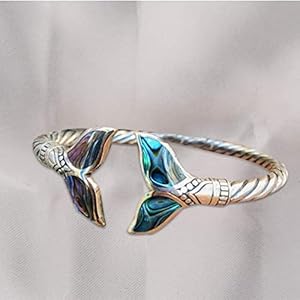 Amazon.com: Natural Abalone Shell Mermaid Tail Bangle Bracelet For