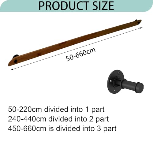 Rambarde antidérapante en bois avec supports de fixation robustes