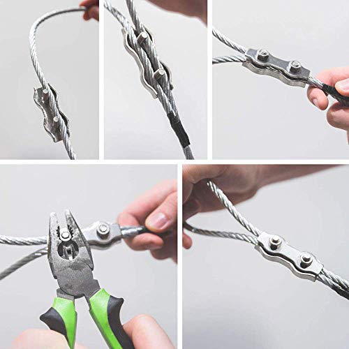 12 Pezzi Clip per Fune Metallica, Clip per Fune in...