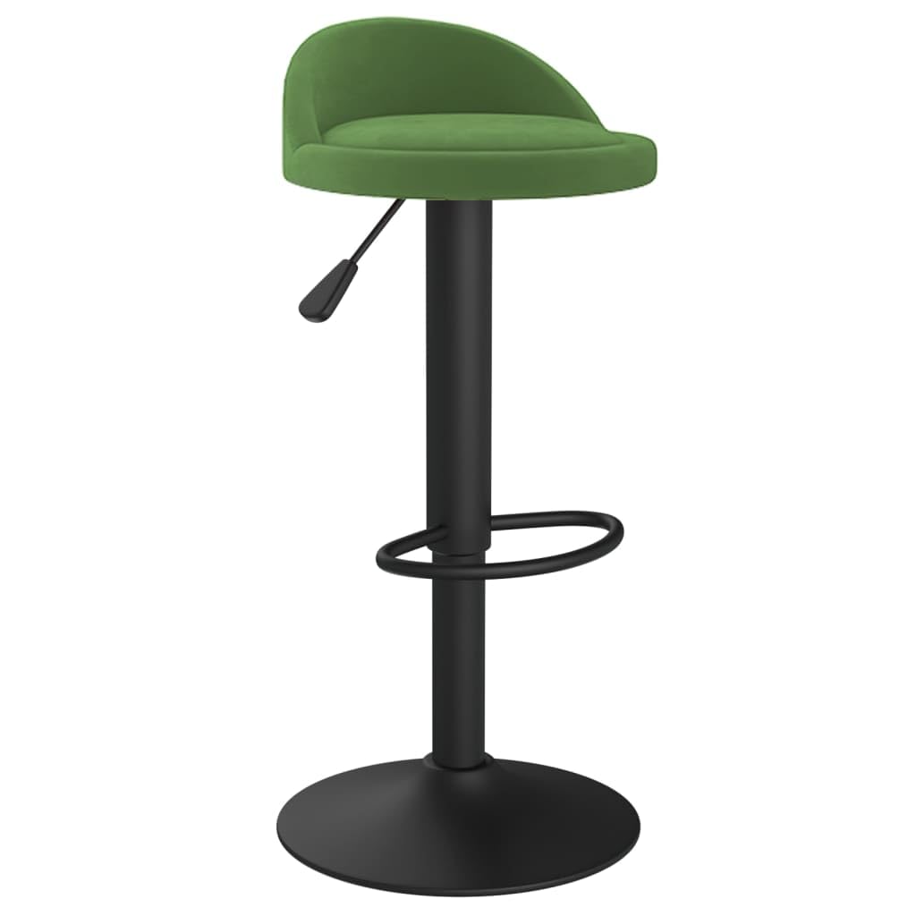 Chaise de bar pivotante en velours vert et acier brossé