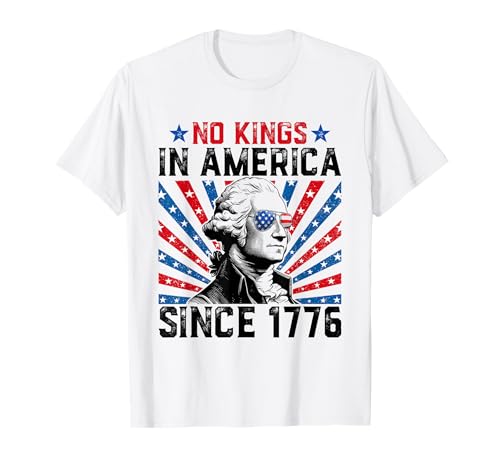 No Kings in America Since 1776 Distressed USA Flag Vintage T-Shirt