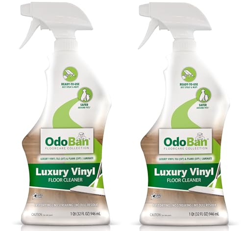 OdoBan Ready-to-Use Luxury Vinyl Floor Cleaner Streak Free and Neutral PH Formula Made in the USA Scentless 32 Oz Spray 2-Pack