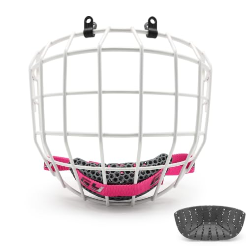 GY Hockey Goalie Cage Mask Replacement – Round Iron Wire Face Mask Cage for Ice Hockey Helmets – Lightweight 285g, Chrome Electroplated (Mediun-White)