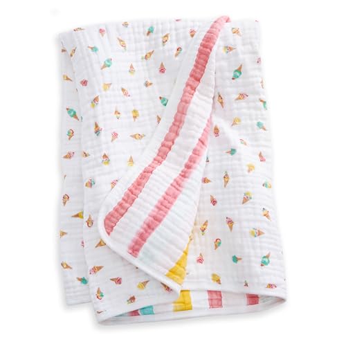 Image of aden + anais Essentials Cotton Muslin Dream Blanket, Perfect for Babies, Infants and Toddlers, Crib Blanket, Nursery Essential, Ice Cream Dreams