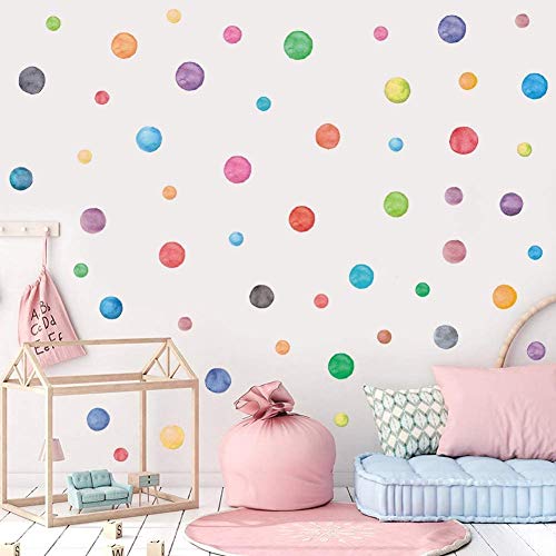 Tupfen Wandstickers,Bunte Punkte Wandtattoos,Aquarell Polka Dots Wandtattoo...