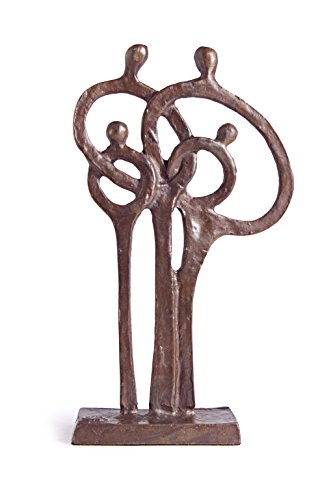 Escultura contemporánea de familia en bronce 8.5 in miniatura 1