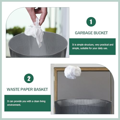 Papelera redonda de plástico para hogar y oficina miniatura 3