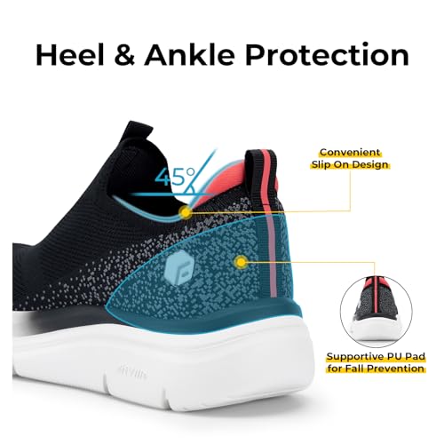 Image of FitVille Women's Slip On Shoes Wide Walking Shoes for Women Slip On Sneakers for Flat Feet Plantar Fasciitis with Arch Support