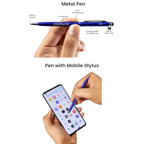 Image of AICA Personalized Name & Charm Magnetic Stick Leather (Navy Blue) Diary A5 Size 180 Pages & Roller Pen | Customized Corporate Gift for Men Women | Diwali Gifts for Family and Friends | Diwali Gift