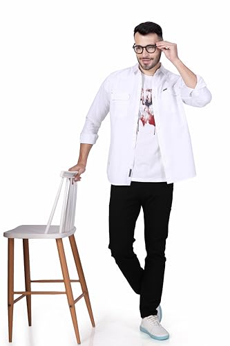 Image of Men's Cotton Twill Utility Shirt | Full Sleeve Button-Down Casual Shirt | Dual Chest Pockets | Comfortable Regular Fit | Everyday Wear