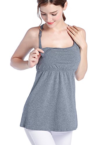 Suiek 3Pack Nursing Top Tank Cami Maternity Shirt Sleep Bra For Breastfeeding (Large, Black + Dark Grey + Purple (3/Pack)) #TOP1