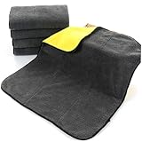 Ciieeo 2 Stück Mikrofaser Reinigungstuch Doppelseitiges Auto Waschhandtuch Hochdichtes Saugfähiges für Kratzerfreies Autowaschen Gelb