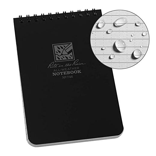 Rite in the Rain Wetterfestes Top Spiral-Notizbuch 1 Pack Schwarz, 4" x 6"