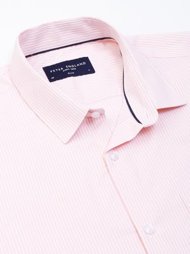 Image of Peter England Men's Slim Fit Full Sleeve Pin-Striped Formal Shirt | Cotton-Rich | Wonder Fabric | Pin Point Oxford