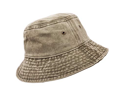 UltraKey Bucket Hat, Wide Brim Washed Denim Cotton Outdoor Sun Hat Flat Top Cap for Fishing Hiking Beach Sports