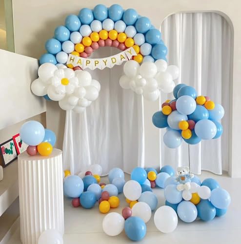 Image of KALOR 12 Inch Retro Mist Blue Balloons, 50 Pcs Latex Helium Balloons for Kid's Birthday Party, Baby Shower, Wedding, Graduate Party Decorations