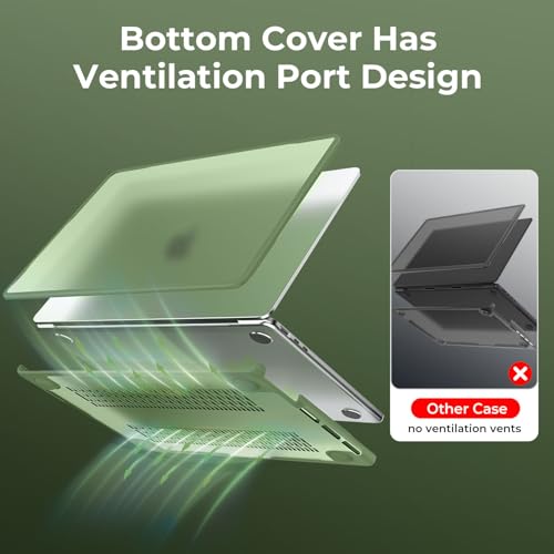 Image of BlueSwan Anti-Cracking Case for MacBook Air 13 inch, M5 2026 M4 M3 M2 2025-2022 A3449 A3240 A3113 A2681, Drop Protection Soft TPU Bumper PC Base for Air 13.6 inch, Midnight Green