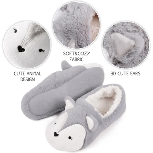Cute Fox Animal Slippers Novelty Kawaii Funny Women Bedroom Shoes Warm Fuzzy Memory Foam Thick Sole House Slippers Christmas Gifts Non-Slip Indoor Outdoor2