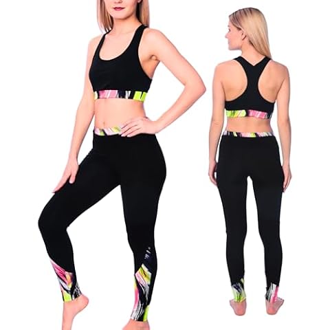 Isadora Paccini Women's 2 Pc Yoga Set - Crop Top & Pant, YS02-B-L/XL Cover
