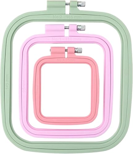 Square Embroidery Hoops 3PCS Set for Cross Stitch, Plastic Frame with Smooth Surface for Needlework and Wall Decor - Fengea