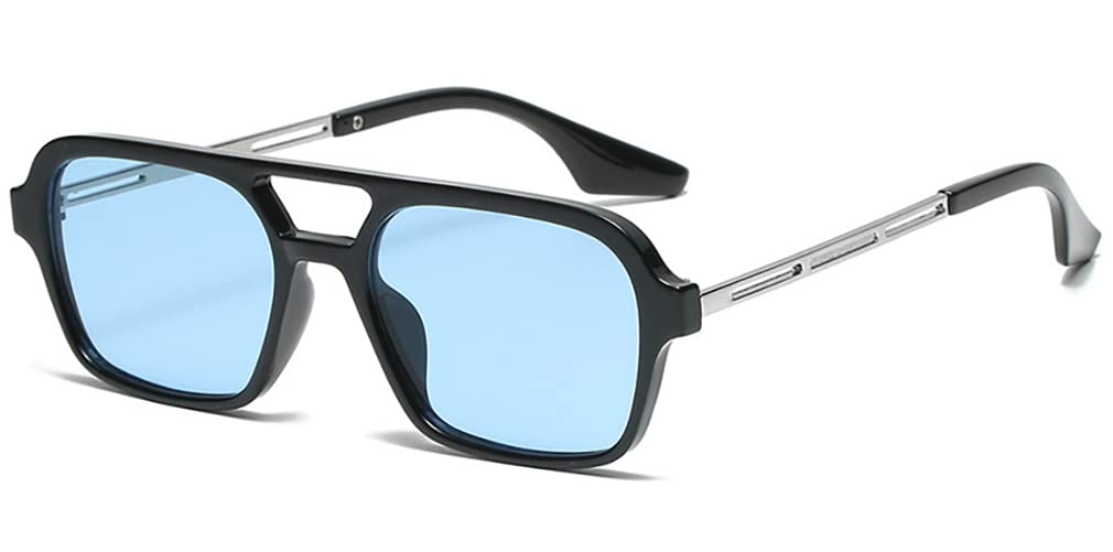 Trendy Retro Vintage 70s Square Cool Aviator Sunglasses for Women Men Rectangle-picture-13